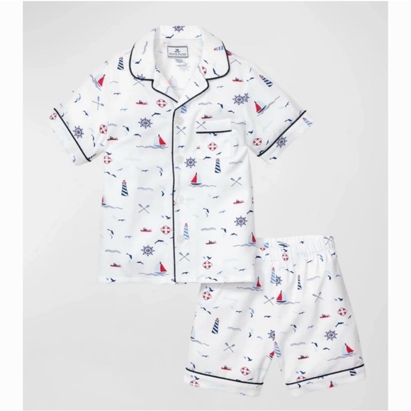 Petite Plume Girls Flame Resistant Chemical Free Nautical Pajama Set Size 14 - Picture 1 of 6